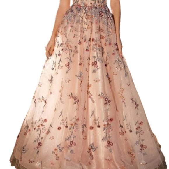 Andrea And Leo A1289 Prom Dress Champagne Size 4 - Picture 2 of 8